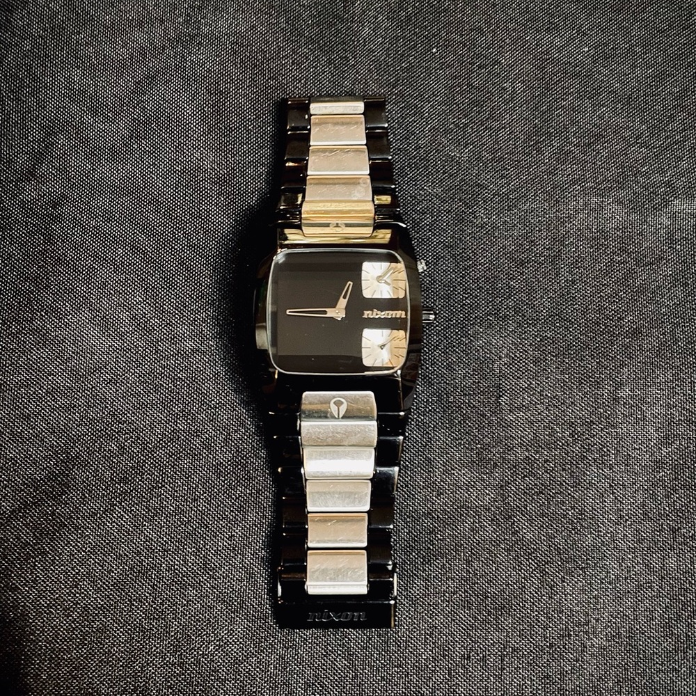 Nixon Two-Tone Black and Silver Watch